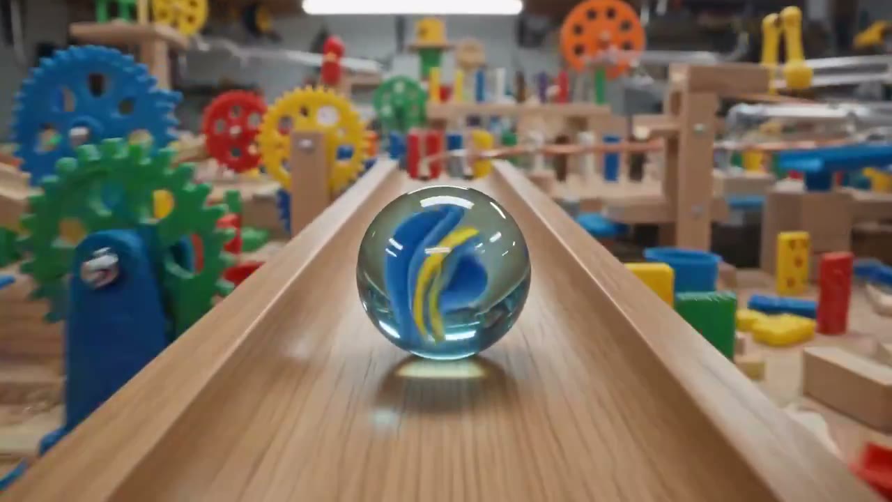 Marble-run demo — not Gemini Omni output from this form
